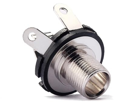 10 Stück Gitarren Klinkenbuchse 6, 35mm Mono, Schwarze Einbaubuchse | Signal Kabel und Gitarre, für Live Sound und Recording, Inkl 10 Unterlegscheiben und 10 Muttern