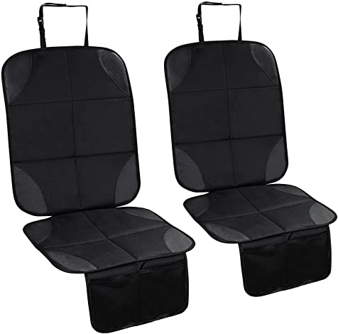 Elsrantor 2 Stück Kindersitzunterlage Isofix, rutschfest Wasserabweisender Autositzschoner, Universell Sitzschoner Auto Kindersitz, Autositzauflage mit Netztaschen, Schutzunterlage, Autositzschutz