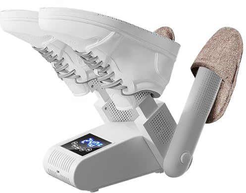 Dhqkqg Secador de Zapatos Eléctrico, 2 Par Secador de Botas con Temporizador, Pantalla Digital, para Zapatos, Botas de Fútbol, Calcetines, Guantes
