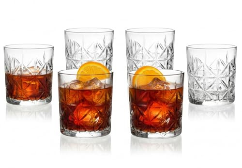 moorg Set 6 Bicchieri Acqua Vetro Moderno 300 ml, Bicchieri Whisky, Bicchiere Gin Tonic Vetro, Tumbler per Cocktail