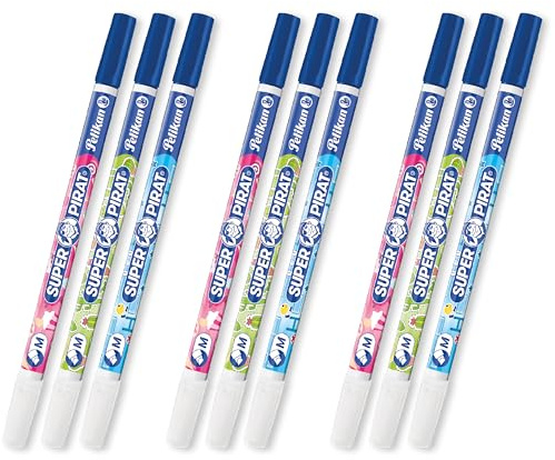 Pelikan - Set di 9 cancellini per inchiostro Super Pirat, spessore del tratto M (medio)