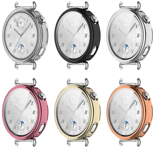 FitTurn [6Pack] for Huawei Watch GT 6 41mm/46mm Screen Protector Case, Soft TPU Protective Film Full Protection Face Cover, for Huawei Watch GT 6 41mm/46mm Bumper Guard Frame Accessories (SixColors, 41mm)