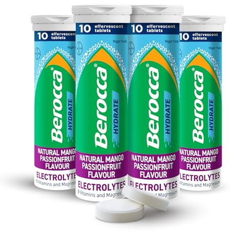 Berocca Hydrate Effervescent Tablets, Mango Passionfruit, 40 Tablets