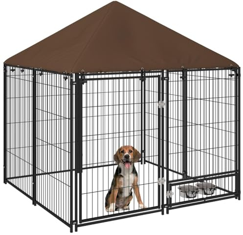 LeeQinersw Outdoor Dog Kennel Pen with Canopy Garden Playpen Fence