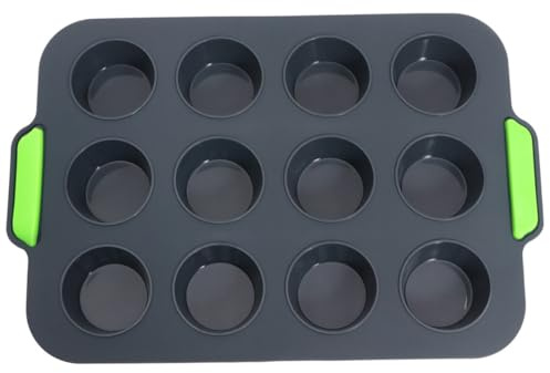 STOBAZA Stampo in Silicone per Dolci Fatti in Casa e Negozio per 12 Muffin e Crostatine, Resistente e Facile da Pulire