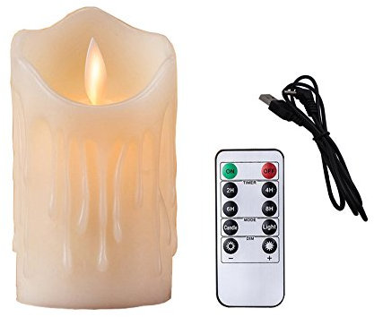 Bello Luna 4.9in Vela LED sin llama en forma de onda recargable ecológica vela vacilante lámpara nocturna con mando a distancia