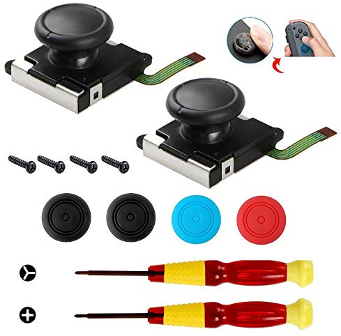 Joystick 3D Analog Joystick Joystick für Nintendo Switch Joystick Ersatz – Kommt mit Tri-Wing & Cross Schraubendreher Reparatur-Werkzeug und 4 Thumbstick Caps