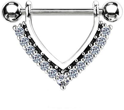 Beyoutifulthings Brustwarzen-Piercing Enamel Zirkonia Kranz - Nippel-Piercing Chirurgenstahl Silber Gold Roségold Stab 1,6/14mm