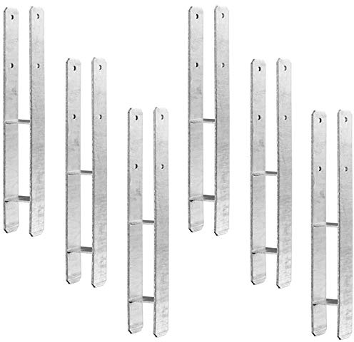 6 x Heunert H-Pfostenträger H-Anker Pfostenanker Set 6 Stück 91, 101, 121 oder 141 verzinkt mit CE Zeichen extra stark (6 Stück 141 x 600 x 6 mm)