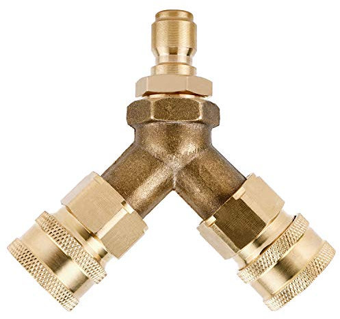 Homend Pressure Washer Tee, Splitter Coupler, Quick Connect Two Gun to One Power Washer, 3/8 Inch Fitting