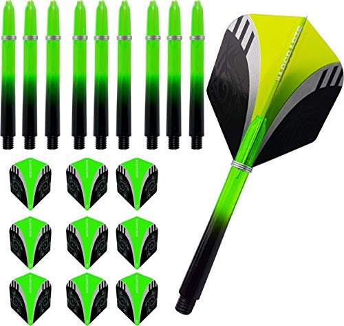 ABC Darts - Pentathlon Darts Flights (30st) und Schäfte (24st) Medium - Tribal Grün - 8 satz