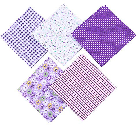 Martin Kench 5 Stück Patchwork Stoffe, 50 x 50 cm, Bunte Baumwollstoff Set Stoffpaket DIY Baumwolltuch Stoffreste Nähen Paket Stoffpakete (Lila)