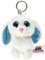 NICI Glubschis Schlüsselanhänger Hase Wolli-Dot 9cm, Plüschtieranhänger mit Schlüsselring, Stofftierschlüsselhalter, Blau, Weiß