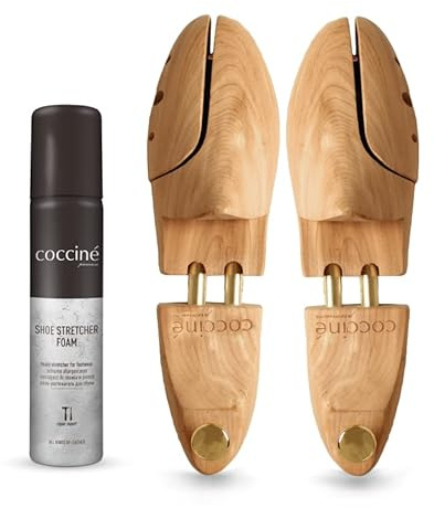 Cocciné -Schuhspanner Zedernholz, Schuhdehner Schuhweiter Extrastark, Knickschutz Schuhspanner Holz, Shoe Stretcher mit Einstellbarer Federn, für Alle Schuhe, 1 Paar + 1 Schuhdehner, 39-40