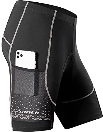 Santic Shorts Cyclisme Homme avec Coussin Rembourré Cuissard Vélo pour Hommes Cycliste VTT Pantalon Gris EU XL