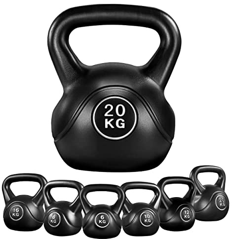 Yaheetech Kugelhantel Sport Kettlebell mit Kunststoffummantelung 6-20 Kg Schwunghantel Gewichte Hantel für Kraftraining und Cross Training
