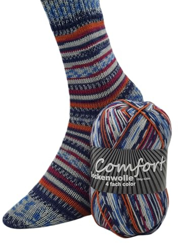 Comfort Wolle Sockenwolle 100gr Knaul 4-Fach 420m Premium Strumpfgarn Made in Italy mit großer bunter Farbauswahl (22-01)