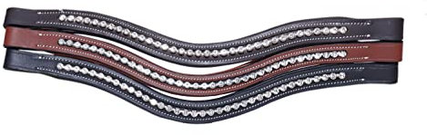 Majestic Ally Banda para cejas inglesas de piel acolchada de cristal curvado para brida de caballo (Habana)