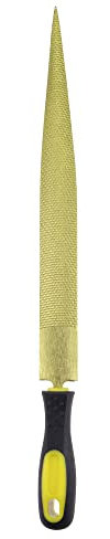 sourcing map Carpintería Aguja Lima 12 Pulgadas Titanio Chapado Mano Lima Esmerilado Herramienta para Dura Madera con PVC Mango