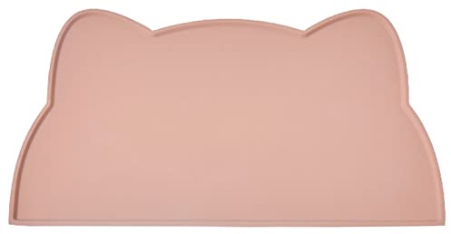 Tapis Gamelle Chat et Chien, Tapis Silicone Bol Antidérapant Tapis de Nourriture pour Animaux Imperméable (52x30 cm, Rose Thé)