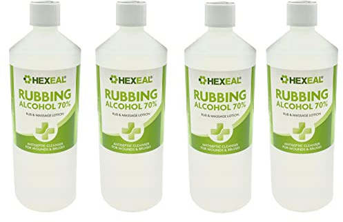 Hexeal 70% Rubbing Alcohol 4L - Cleaning Fluid & Disinfectant | 4 x 1L - Removes Grime from Phones and Electronics, Powerful Degreaser and Cleaning Fluid