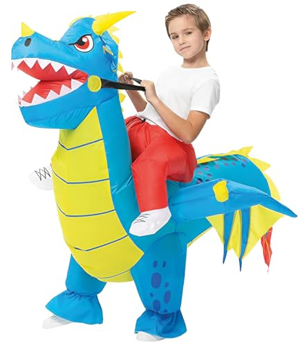 Dragon Inflatable Disguise for Children | Size 120 to 150 cm | Made of highly resistant polyester - Pleasant to wear | Inflating System Included | OriginalCup®