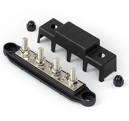Morsetti di , morsetti di per terra, vite di cablaggio 48 VDC 300 VAC, blocco di distribuzione 12 V 250 A, blocco di morsettiera coperto, nero - M10