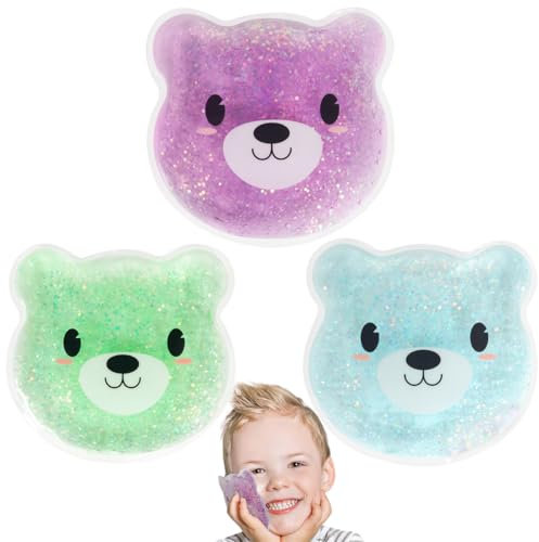 Hilph Kühlpads Kinder Kühlakku Gel, Wiederverwendbare Kinder Kühlkissen Kühlpack für Weisheitszahn, Verletzungen, Juckreiz, Schwellung, Beulen, Fieber, Kalt und Warm Kompresse, 3 Stück