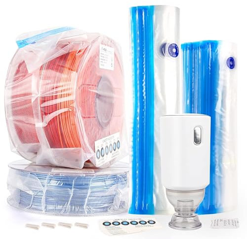 AMOLEN Filament Vakuumbeutel Kit mit Automatischer Pumpe,16 pcs Wiederverwendbare Filament Feuchtigkeit Proof Dry Vacuum Sealed Bag für 3D Drucker Filament