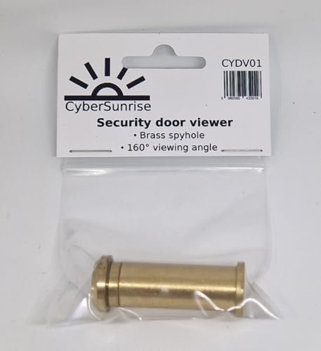 CyberSunrise Security Door Viewer Peephole | Brass 160° Spyhole