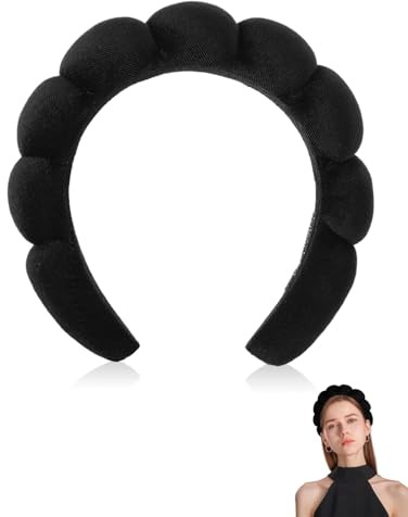 KGDUYC Damen Spa Haarband Stirnband Weicher Schwamm Hautpflege Schwarz Make up Haarband Haarreifen Haarschmuck zum Waschen des Gesichts Make up Entferner Dusche Hautpflege