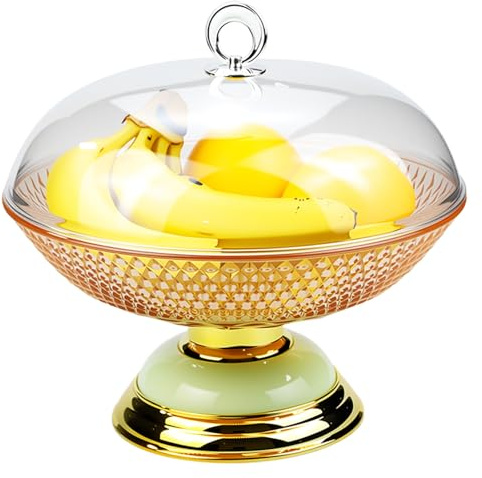 DEMEIHUA Obstkorb mit Fliegenschutz, Insektenschutz, Obstschale modern, Obstkorb mit Deckel, Obst Abdeckung gegen Fruchtfliegen, Plastik Obst Aufbewahrung, Decorative Vintage Fruit Basket (K)