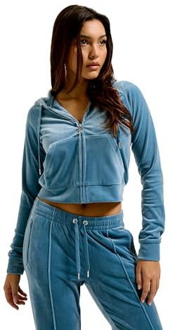 Juicy Couture Classic Velour Hoodie with Juicy Logo Sweatshirt à Capuche, Bluestone, M (Lot de 10) Femme