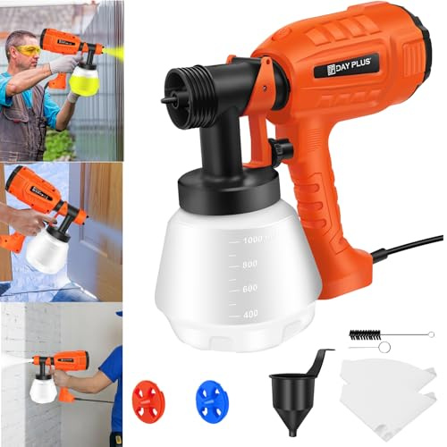 Farbspritzpistole 400W Elektrische Spritzpistole, Geschwindigkeit 800ml/min, 3 Sprühmuster, 1.8mm Düsen, einfach zu sprühen und reinigen, für DIY Malerei und Dekoration