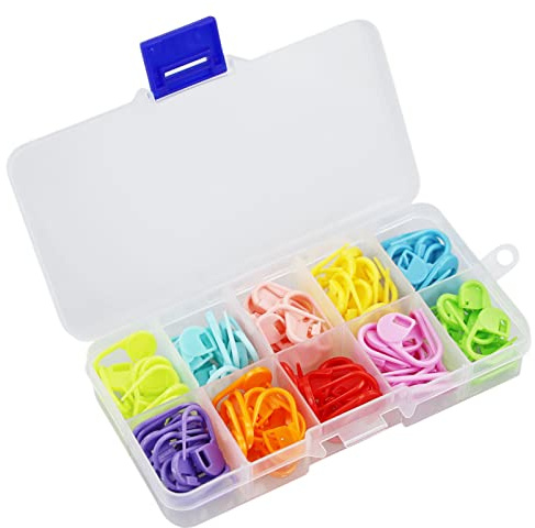 REBECASKYENS Marcatori per ferri da maglia, 130 pezzi, marcatori per uncinetto, 10 colori, marcatori per ferri da maglia, marcatori per maglie, richiudibili, marcatori per ferri da uncinetto per
