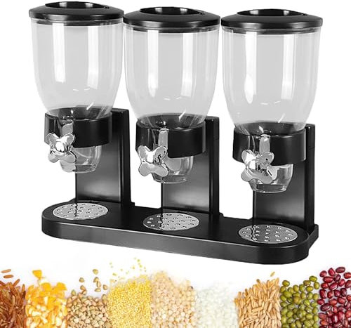 Dispensador de cereales triple dispensador de alimentos para cereales, dispensador triple de cereales, dispensador de cereales, dispensador de alimentos de cocina