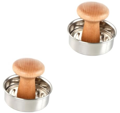 Kisangel 2 Piezas De Prensa para Hamburguesas Rellenas Molde para Hamburguesas Prensa para Hamburguesas Cocina Hamburguesas Regulares Prensa para Hamburguesas Plata Madera