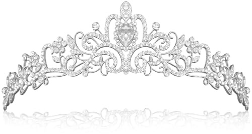 Tiara di cristallo con pettine di strass - Corona nuziale regolabile in argento per spose, copricapo da principessa per compleanni, balli di fine anno, feste e occasioni speciali