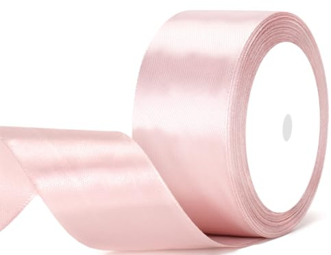 G2PLUS 40mm Baby Pink Satin Ribbon: 22m Wide Gift Wrapping Ribbon