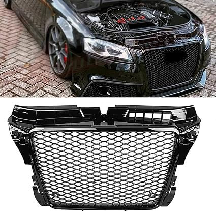 QHuaL Auto Front KüHlergrille für Audi A3/S3 8p 2009 2010 2011 2012 2013, Front Grille Bumper Styling Body Fittings ABS Front Car Grill Front Bumper Bonnet Grill