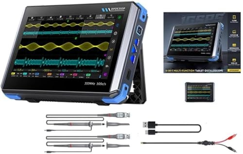 Hasaller Flat Panel Oscilloscopes 4-in-1 350MHz Digital Tablet Oscilloscope Portable Oscilloscope with 50MHz Waveform Generator Spectrum Analyzer 1GSPS Sampling Rate 7Inch Touch Display(DPOS350P)