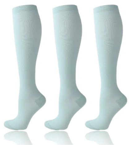 RRYPBOVG Kompressionsstrümpfe Herren 3 Piars Kompressionsstrümpfe for Leggings Laufdruck Fußballsocken for Erwachsene Edition Network Red Pressure Nurse Socks(3YSZ03-QLV,L-XL)