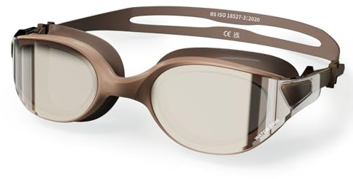 WATER TIME Adult Swimming Goggles with Wipe Anti-fog Leak-Proof, Brown