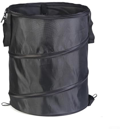 Zeroupshop Contenedor de basura plegable portátil de tela Oxford, contenedor de basura plegable para coche, cesta de basura para jardín al aire libre, diseño de ahorro de espacio (S negro)