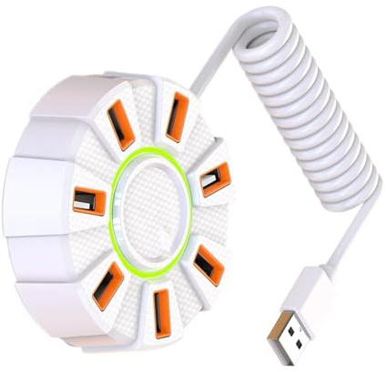 7-Port USB 2.0 Hub With RGB Lighting & External Power For PC/Laptop Charging Desktop Rgbs USB Hubs