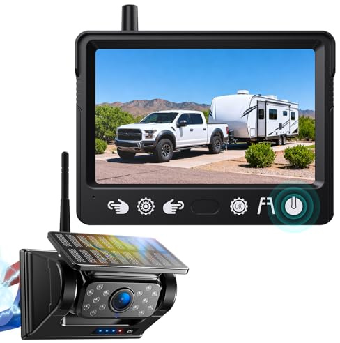 Fookoo Magnetische Solare Drahtlose Rückfahrkamera 5 HD Monitor 1-Minuten DIY Installation Tragbar Kratzfest Ohne Bohren HD 1080P DVR Aufladbar Nachtsicht für Auto LKW Wohnmobil Camper-WCT501