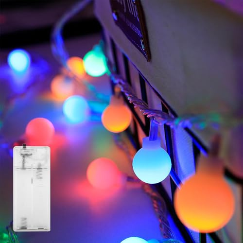 ENLACE Lichterkette Kugeln Batterie, 1,5M 10 LED Kugel Lichterkette, 2,4 cm Durchmesser, Bunt Kugeln Lichterketten für Außen, Innen, Hochzeit, Balkon, Schlafzimmer, Garten, Partys, Weihnachten Deko