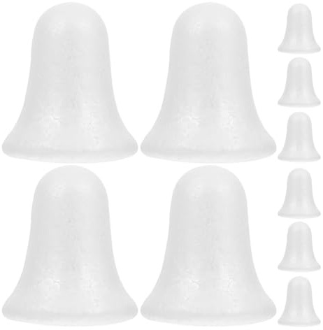 Uonlytech 10 Pezzi Ciondoli a Forma di Campana Fai da Te in Polistirolo 9 CM Decorazioni Natalizie Pendenti per Albero di Natale Bianchi Decorazione Creativa per Feste Invernali e Casa