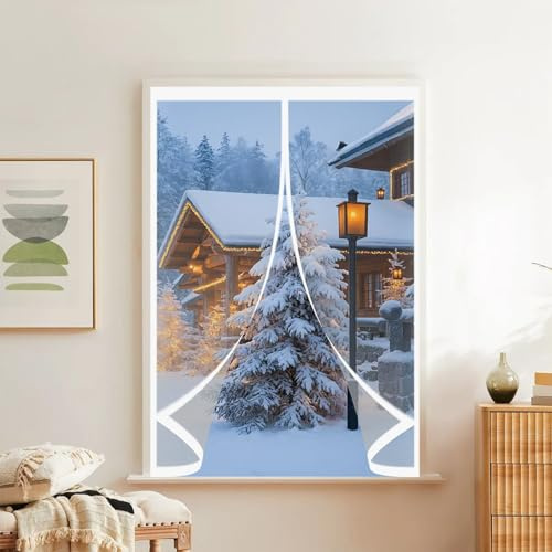 Thermo Fenster Vorhang 49 x 101 cm Geräuschisolierung Winddicht Wasserdicht Haustierfreundlich, Wärmeisolierte Thermovorhang für Küche Balkone, Schlafzimmer, A