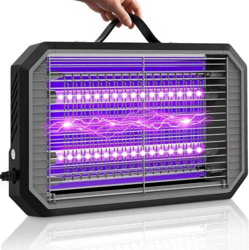 Loowoko Lampara Antimosquitos Interior 4200V, Mata Mosquitos Electrico UV Doble LED eficiente,Cable de 1,3 m,Rejilla de Seguridad,Sin químicos, para Interiores & Zonas Exteriores Cubiertas